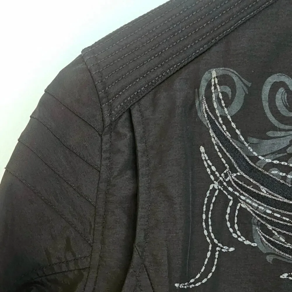 Harley Davidson Black Moto Biker Windbreaker Jacket with HD Logo & Wings